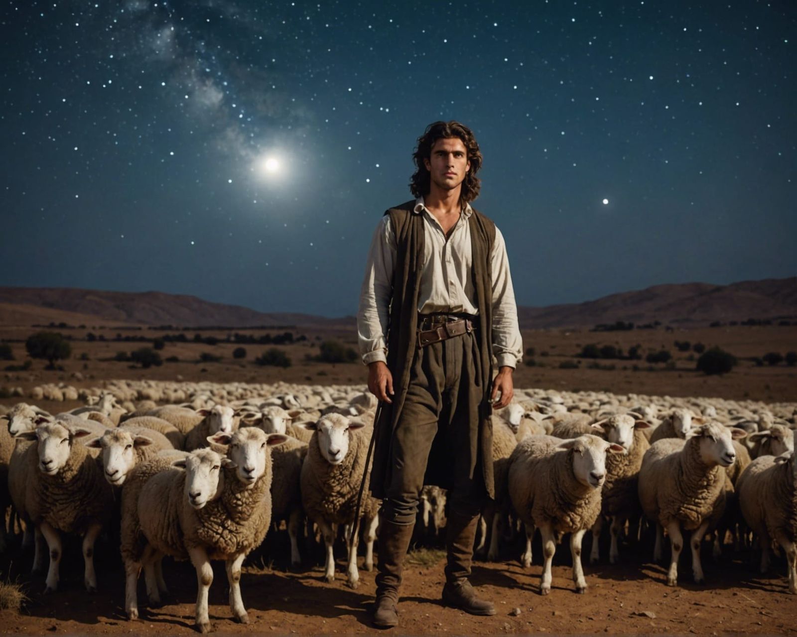 Handsome shepherd and his herde