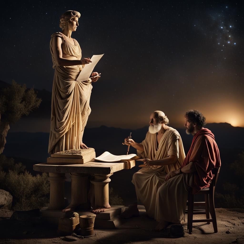 Ancient Greek Astronomer Observing Starry Sky