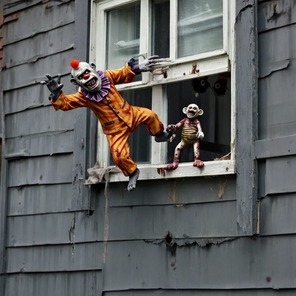 Grotesque Carnival Spectacle: Dangling Toddler in a Nightmar...