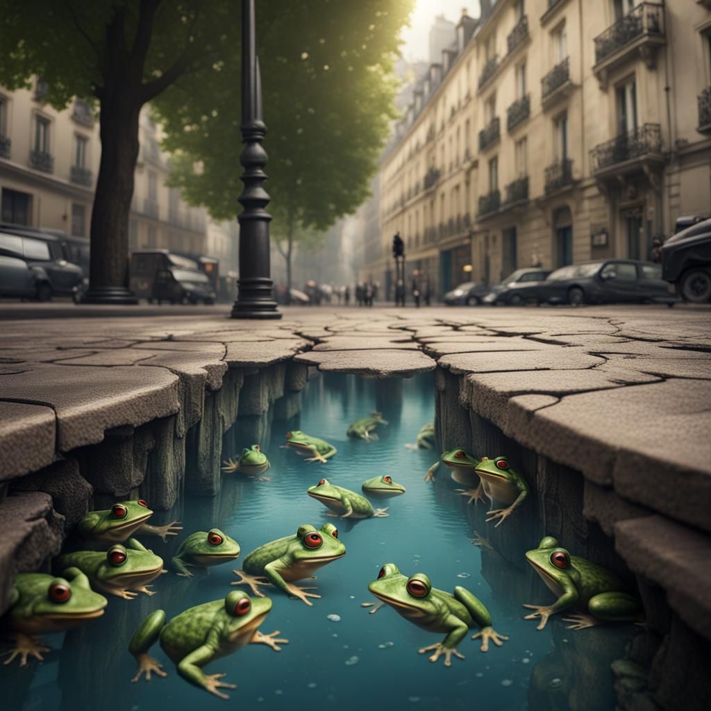 Paris Street Optical Illusion Chalk Art