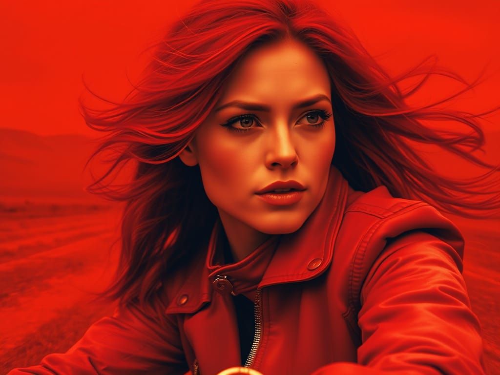 Vibrant Red Scene in Exaggerated Style