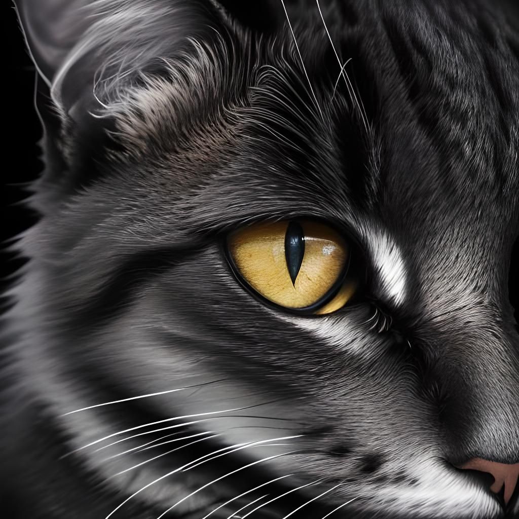 Eerie Black Cat Friday the 13th Charcoal Art