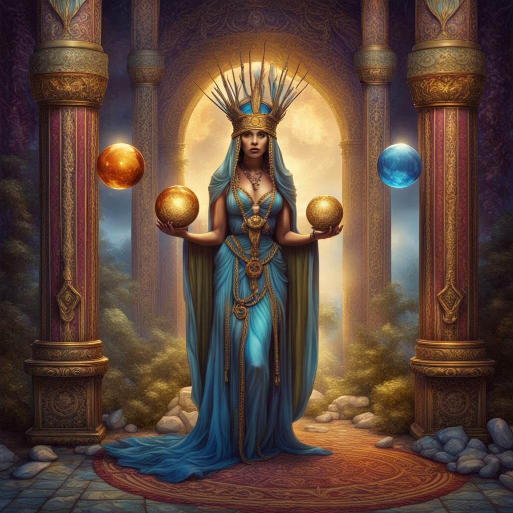 The High Priestess Tarot Card: Detailed Matte Painting