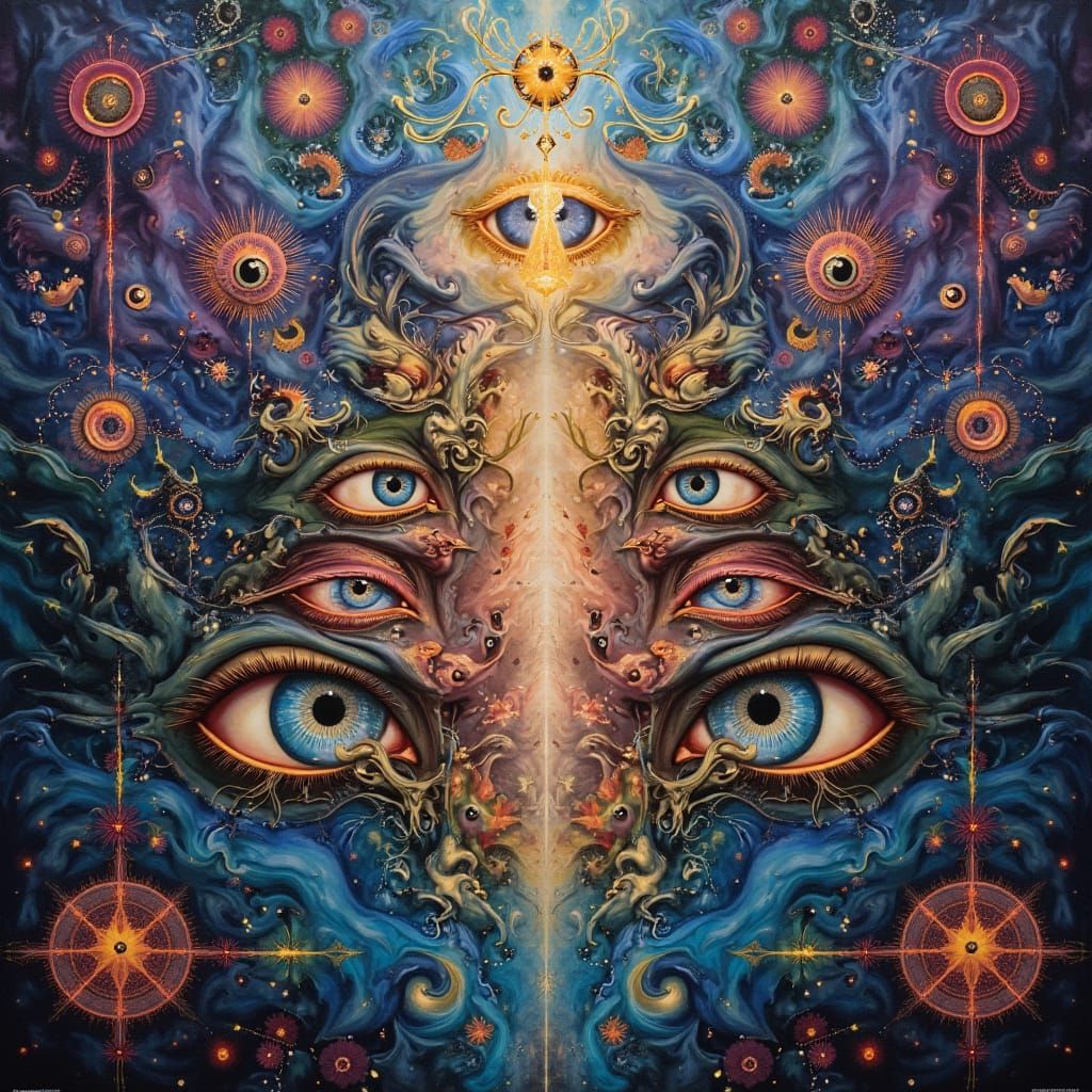 Visionary Eyes in Sacred Geometry Mandalas