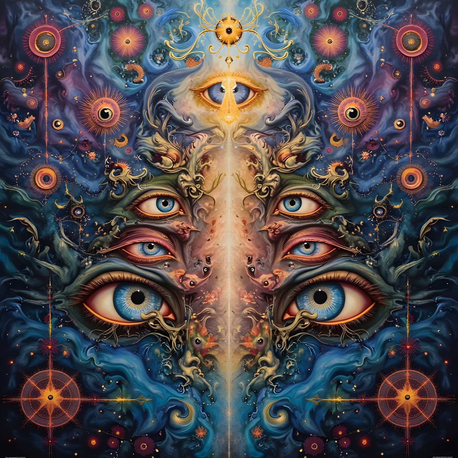 Visionary Eyes in Sacred Geometry Mandalas