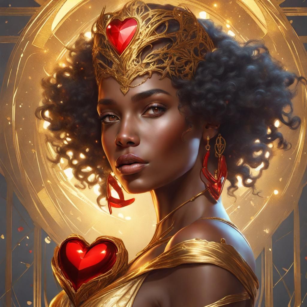 Golden Glitter Love Heart Portrait