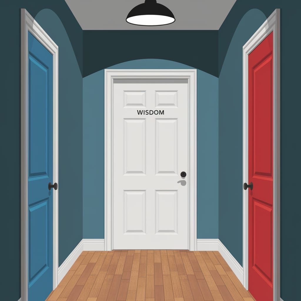 Hallway with Red, Blue and Wisdom Doors