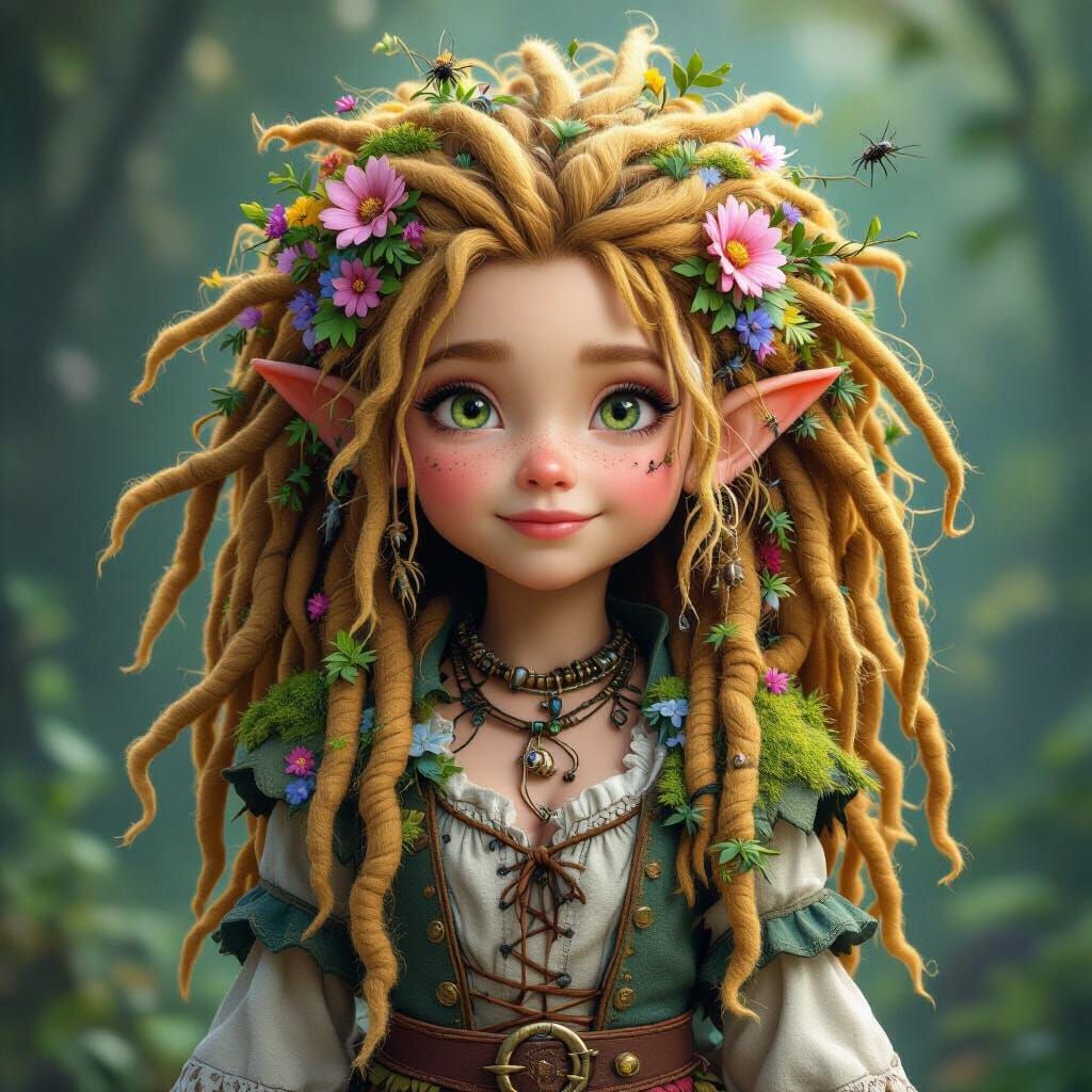 Fae Gnome Character Illustration in Matte Painting Style