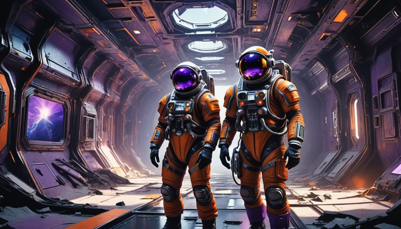 Astronaut in Abandoned Station During Supernova