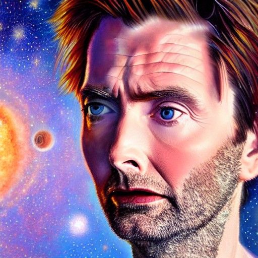 David Tennant Cosmic Portrait in Photorealistic Style