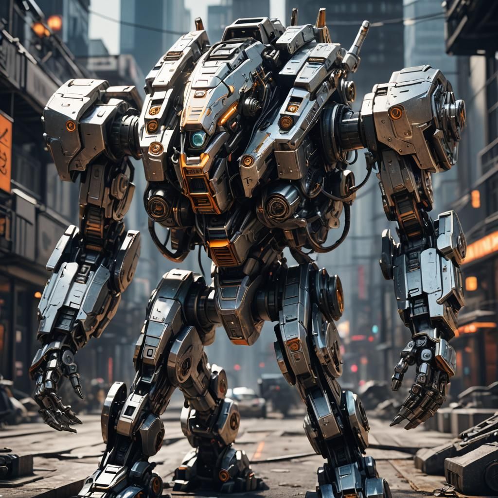 Futuristic Hacker with Intricate Mech Details