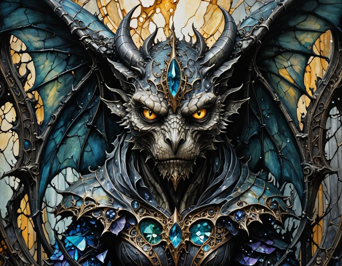 Shattered Gargoyle in Alcohol Ink Style