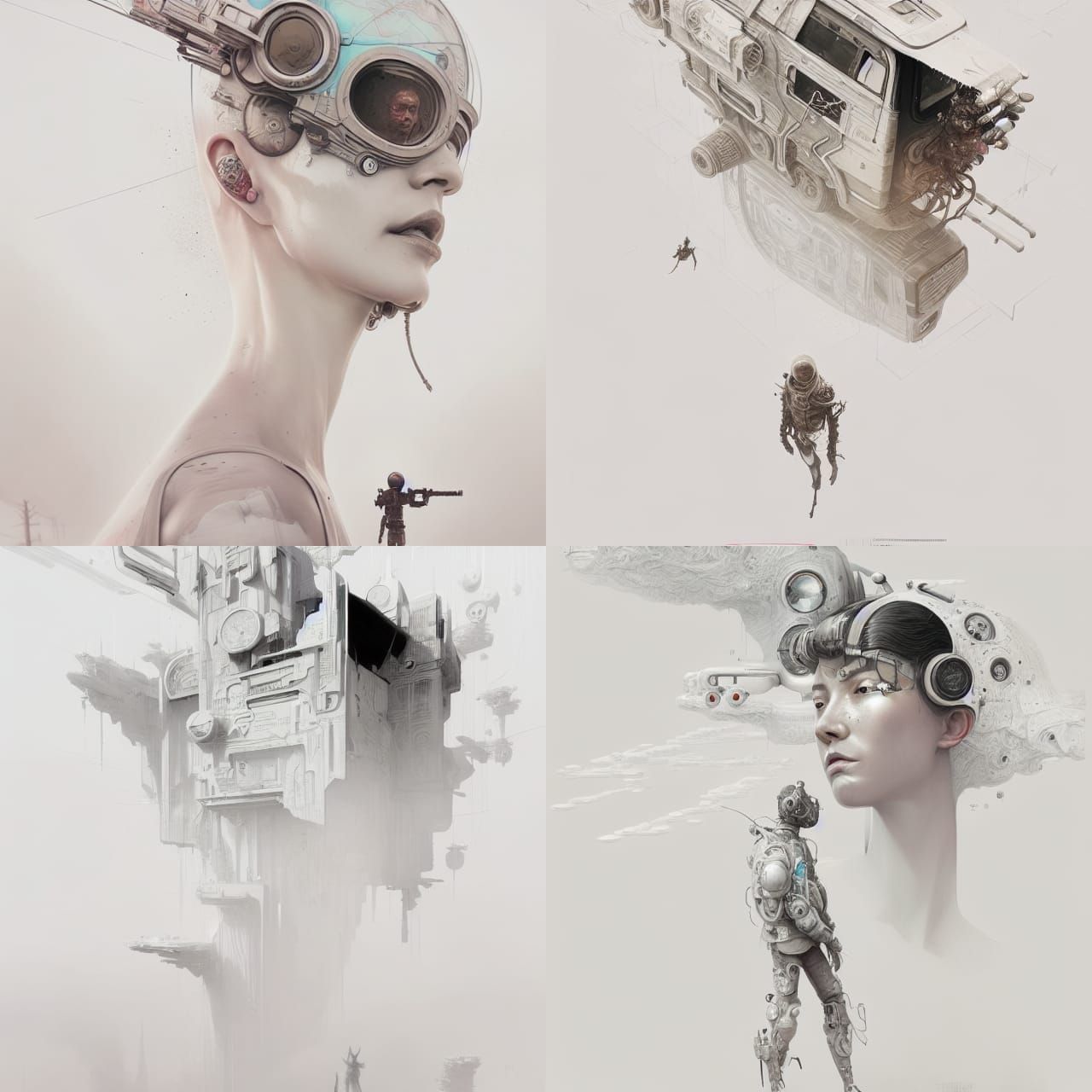 Psychedelic Retrofuturism in Detailed Pencil Drawing