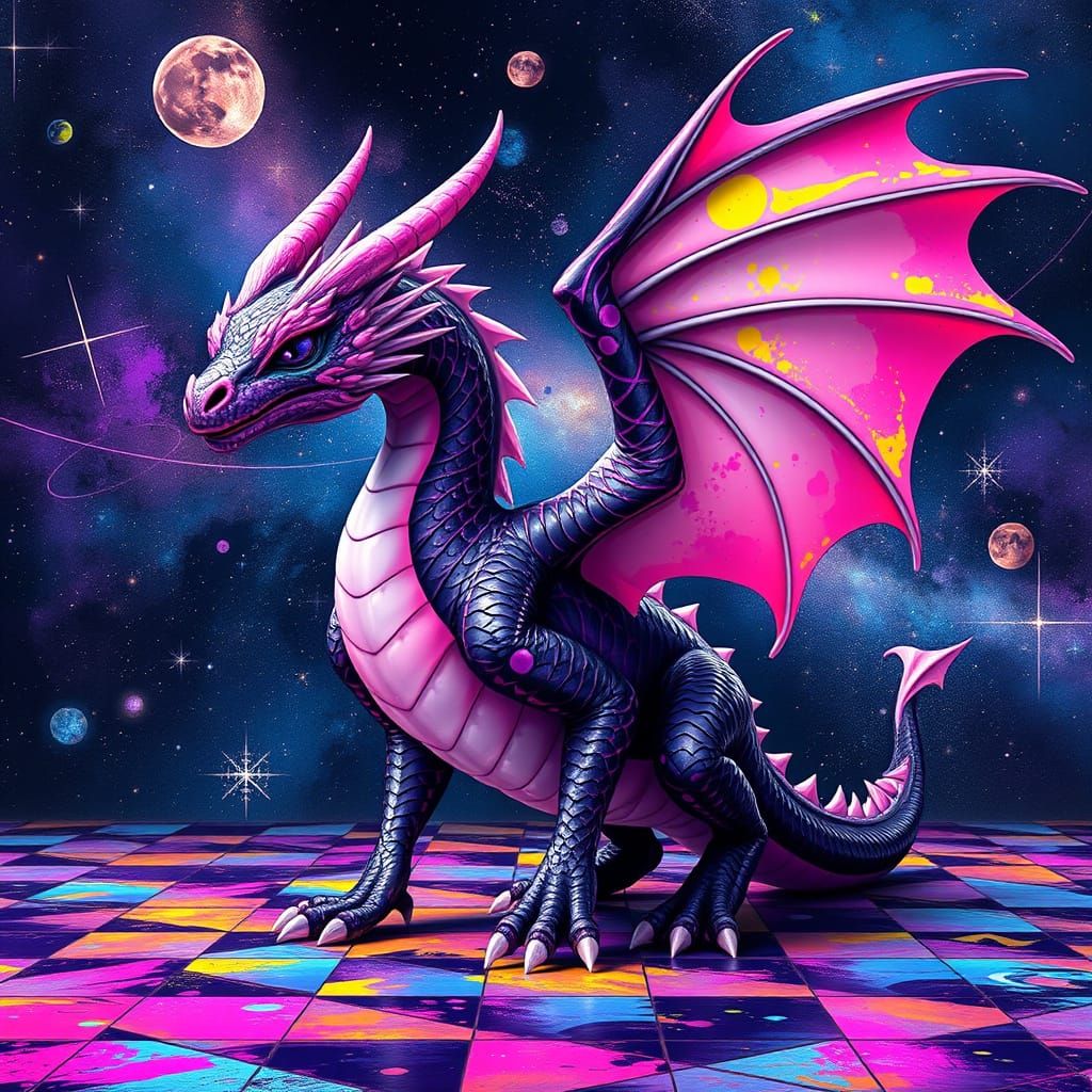 Ethereal Cosmic Dragon on a Nebula Floor