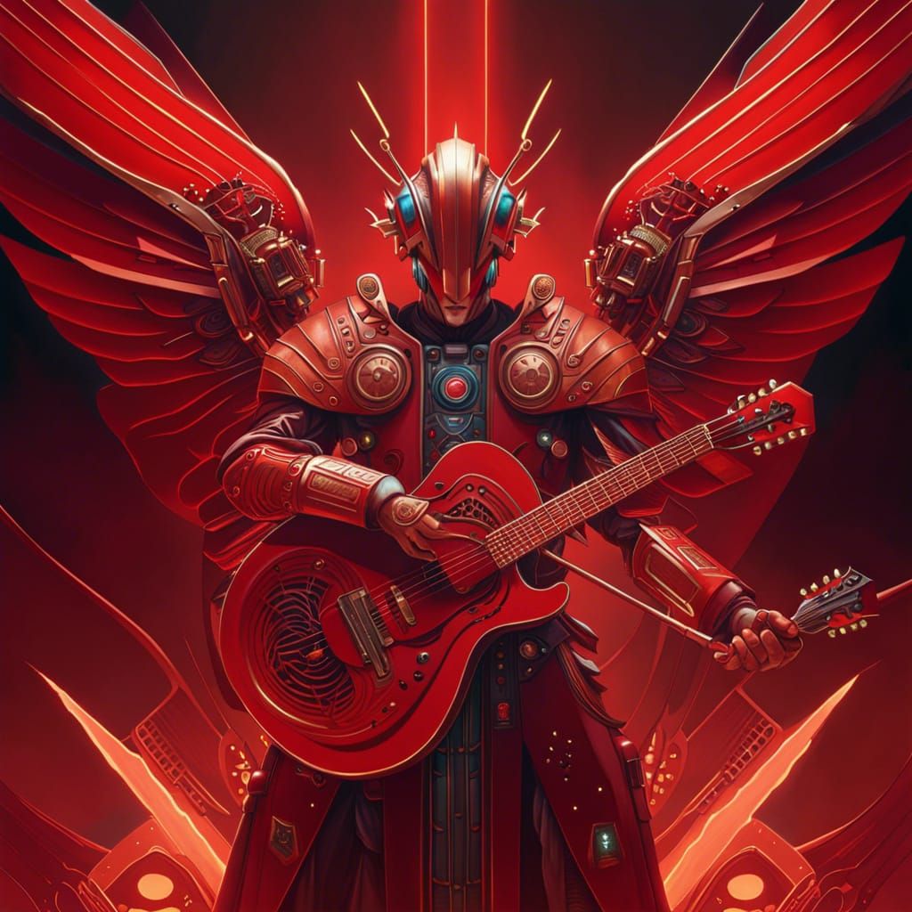 Futuristic Guitar Robot Priest on Mars