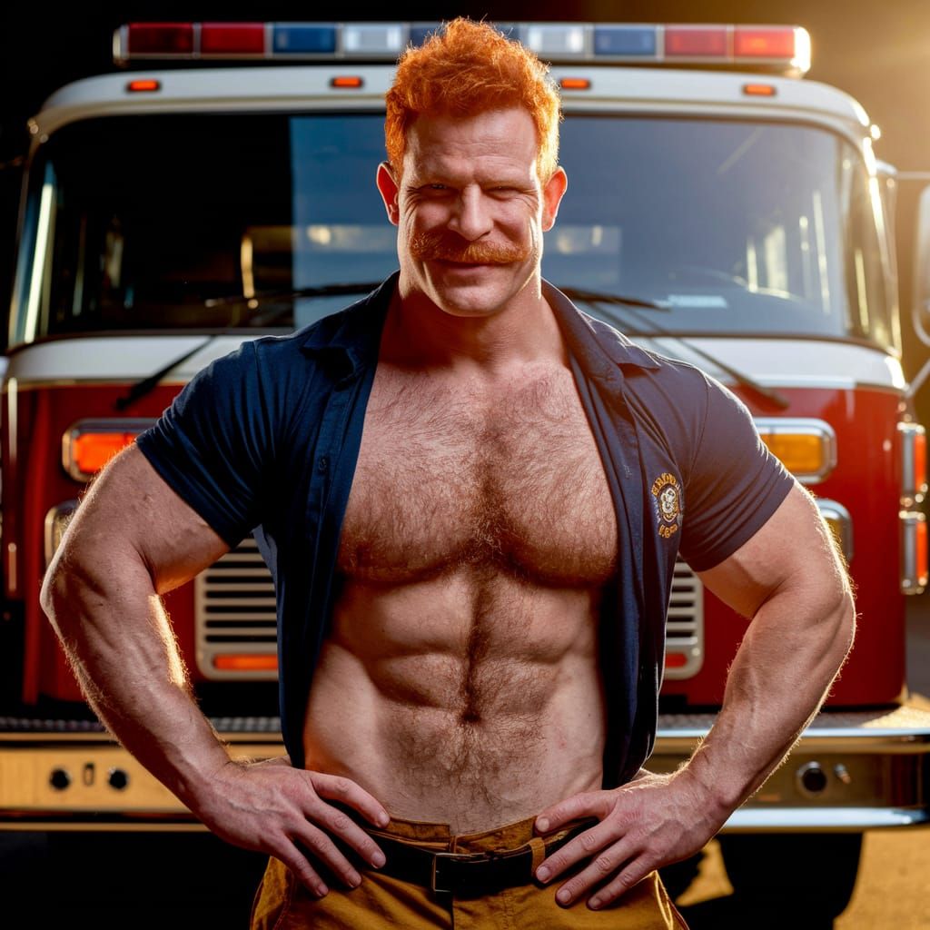 Confident Firefighter in Vintage Gear