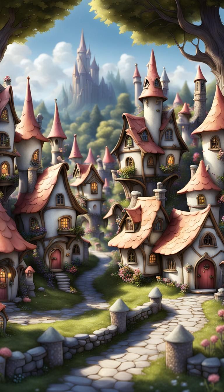 Enchanting Fairy Town Illustration