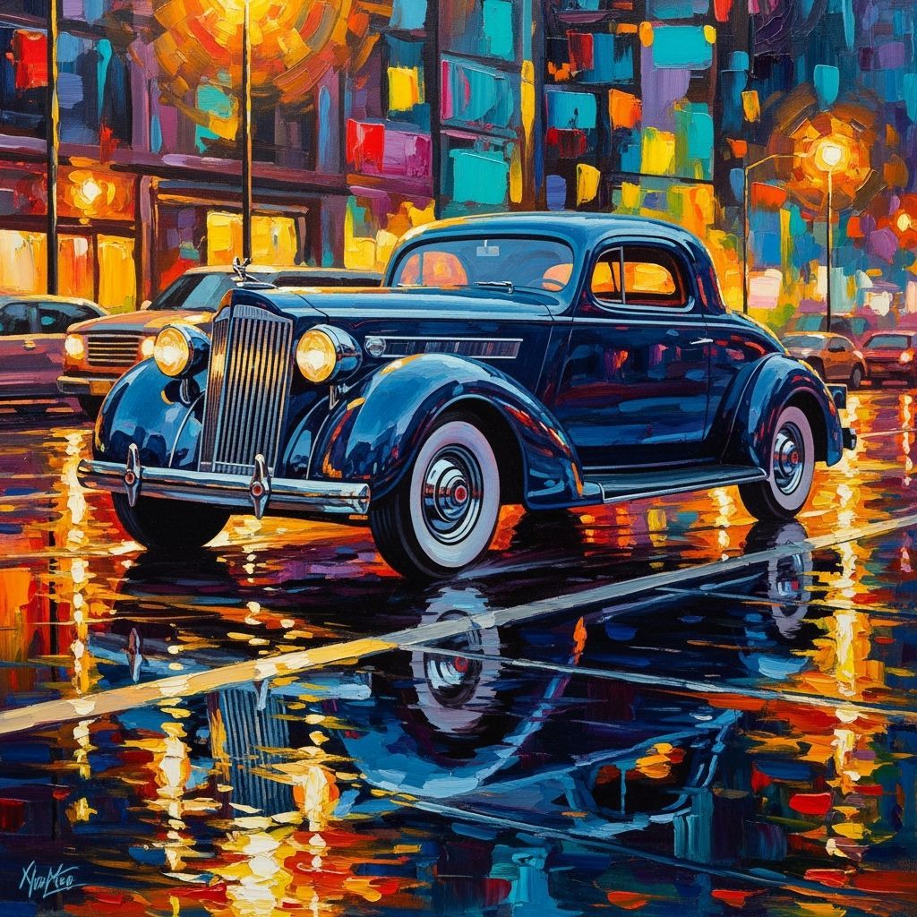 1935 Packard Coupe in Neo-Impressionist Oil Painting Style