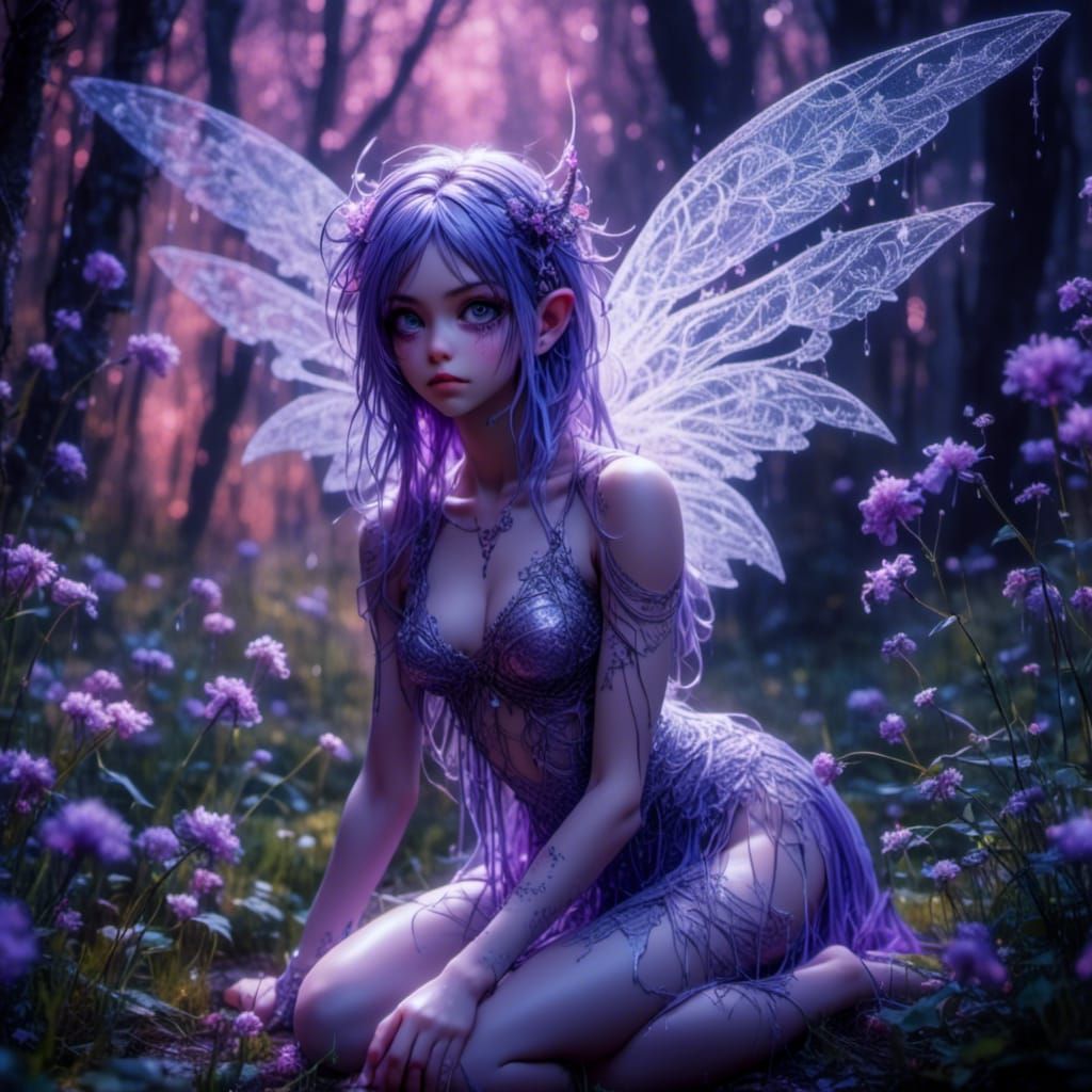 Ethereal Purple Fairy in Mystical Forest