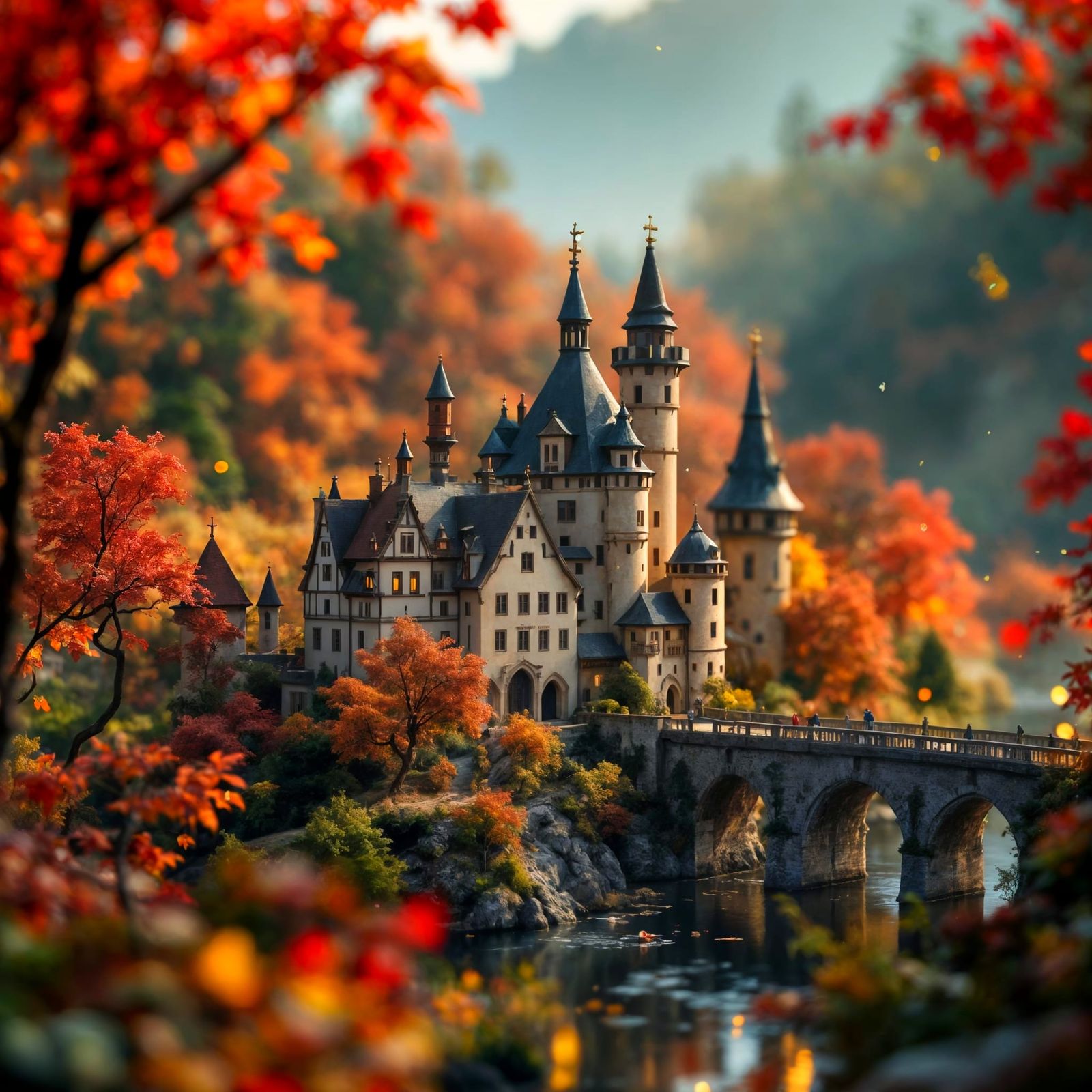 Miniature Burg Eltz Castle in Autumn Light