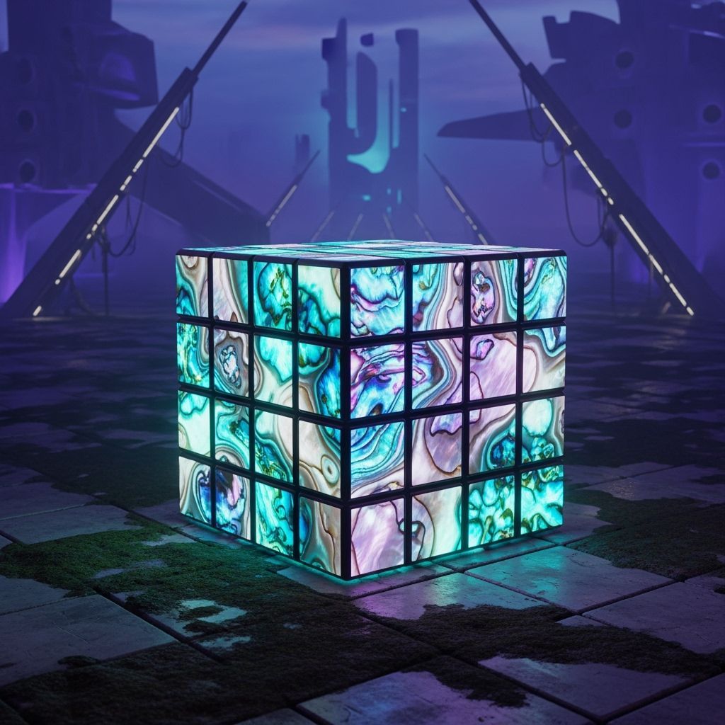 Vibrant Rubix Cube as Abalone Shell Digital Art
