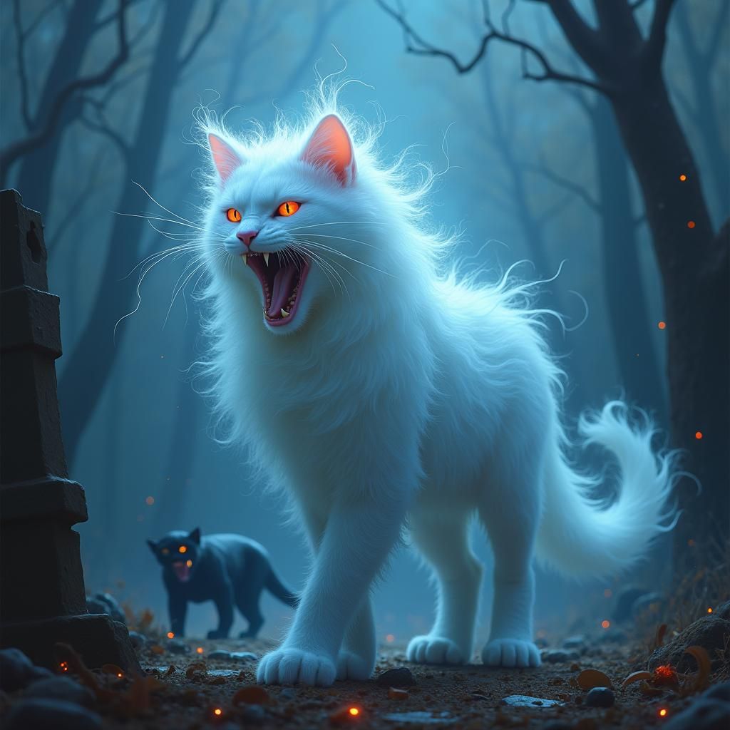 Ethereal Ghost Cat Dominates Graveyard