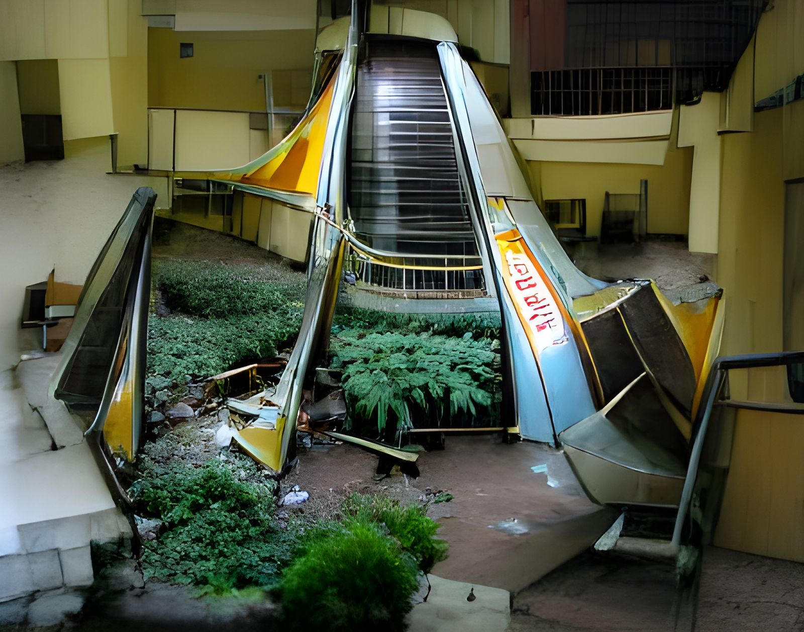 Abandoned Mall Escalator: A Study in Decay