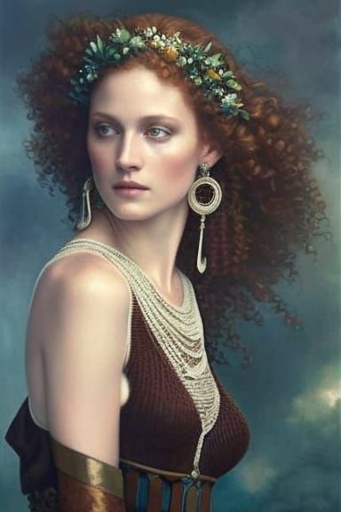 Redhead Goddess Portrait with Cable Knit Sweater