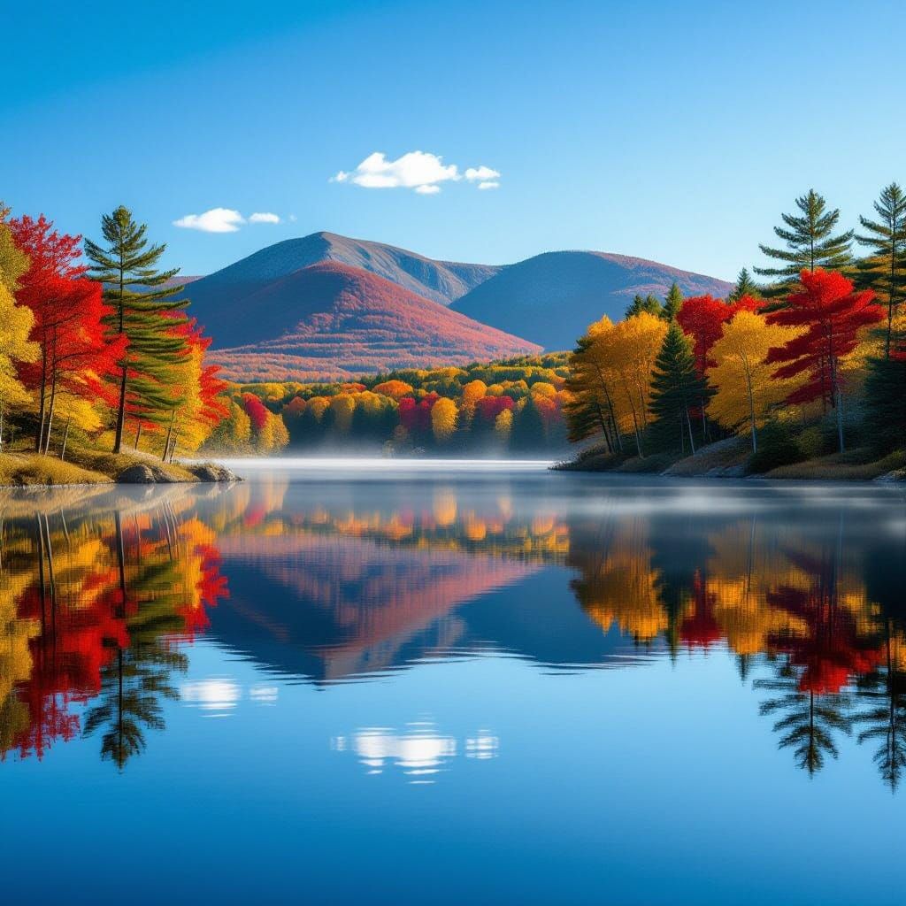 Tranquil Autumn Lake Reflection in High Definition