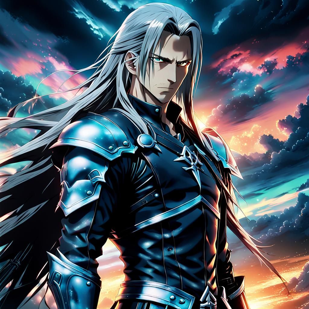 Sephiroth Close-Up in Anime Art Style