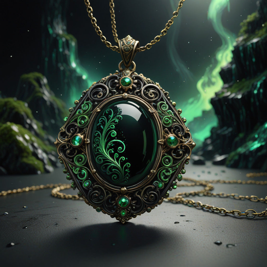 Ethereal Onyx Necklace in Iridescent Green