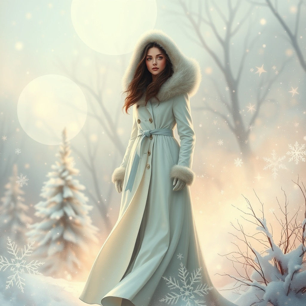 Winter Wonderland Woman in Dreamy Illustration