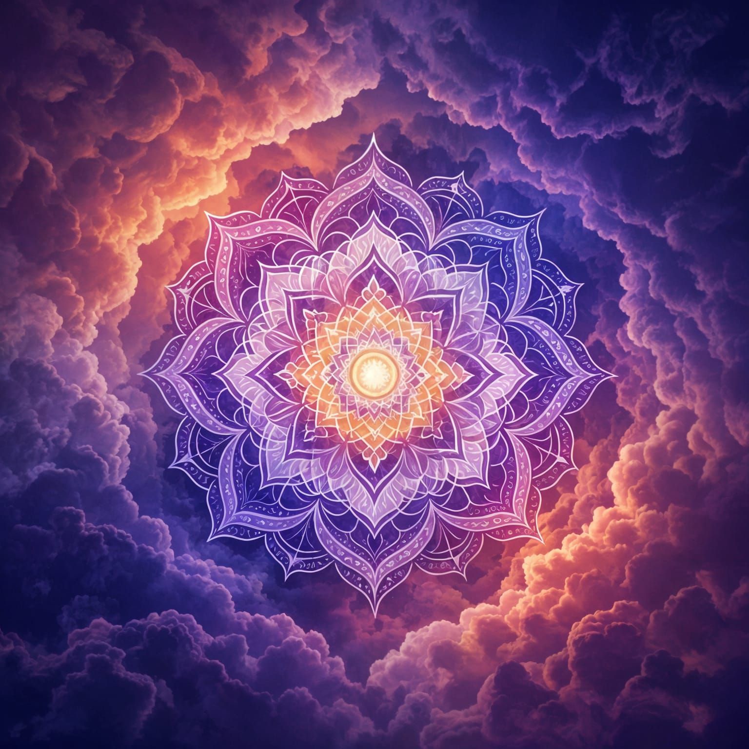 Ajna Chakra Mandala Optical Illusions in Violet Hues