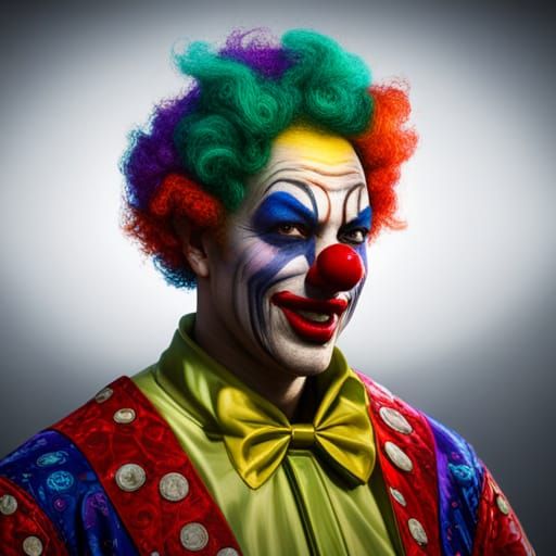 Colorful Hyperrealistic Clown in Carnival Style