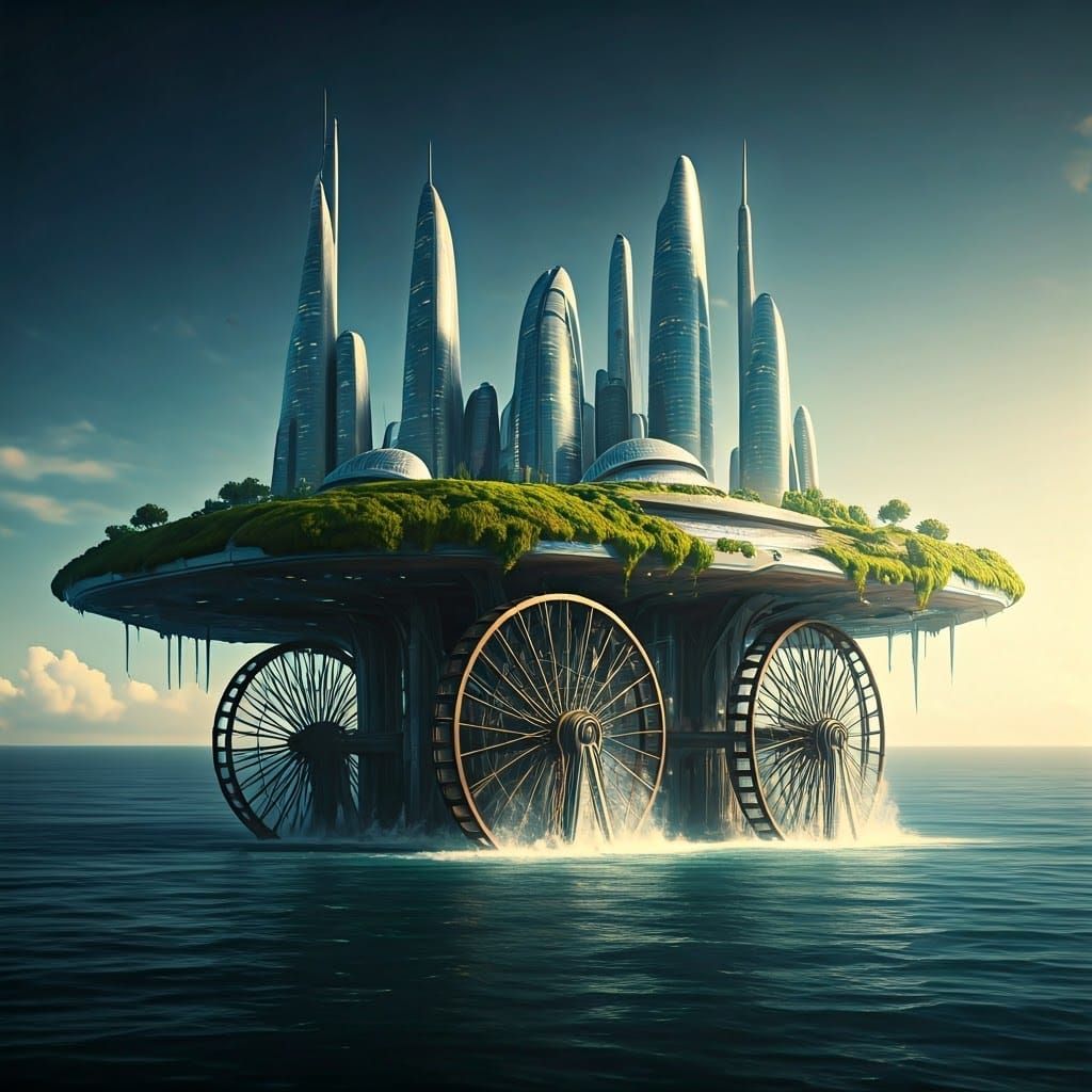 Majestic Futuristic Floating Island