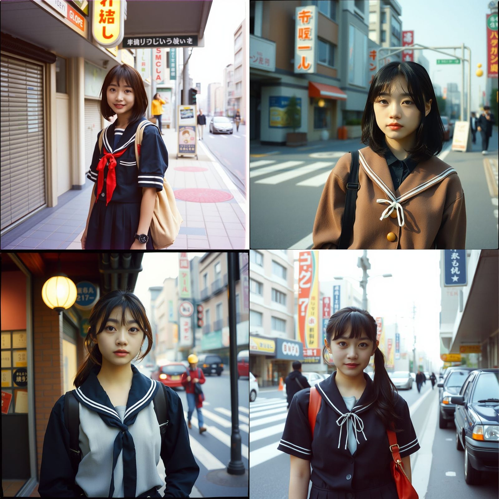 Tokyo Schoolgirl and Modified Dacia in 90s Lomo Style
