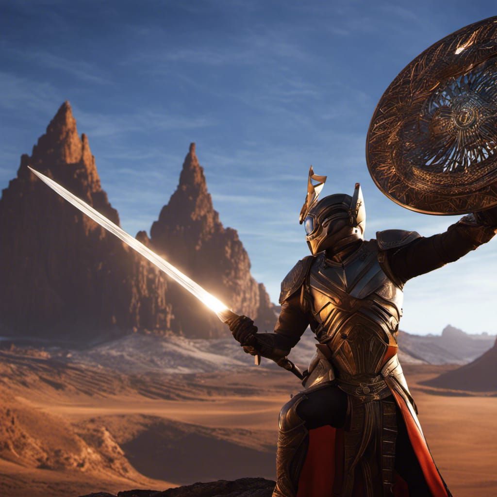 Post-Apocalyptic Barbarian Action Scene in Hyperrealism