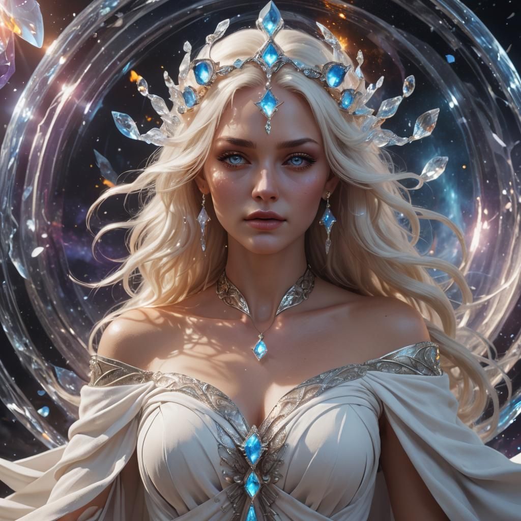 Goddess in Crystal Orb with Mystical Energy