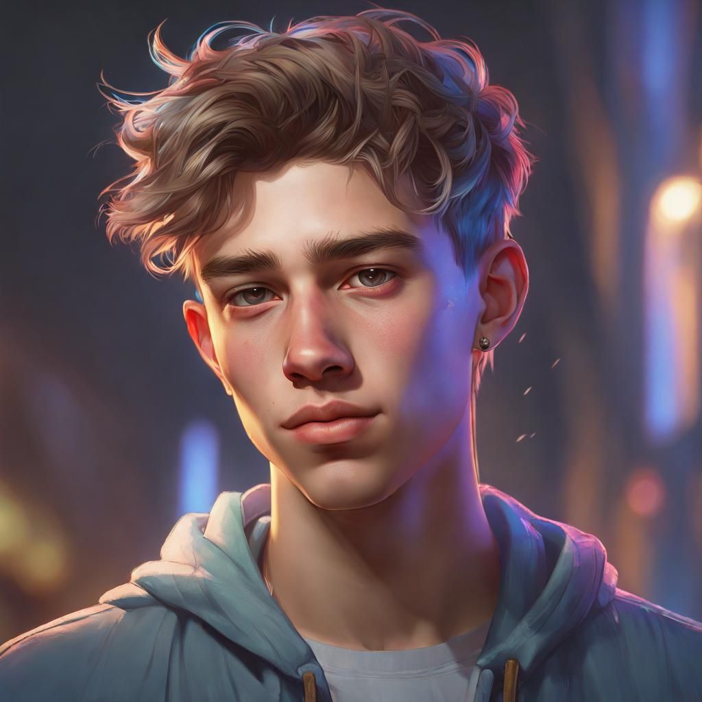 Teenage Boy Portrait in Hyperdetailed Style