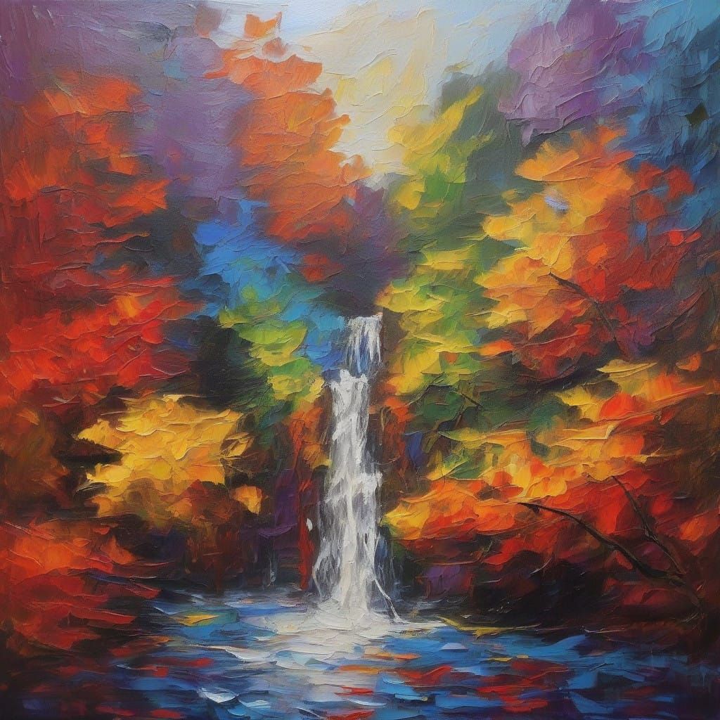 Vibrant Impasto Cascade of Colors in Acrylic Paint