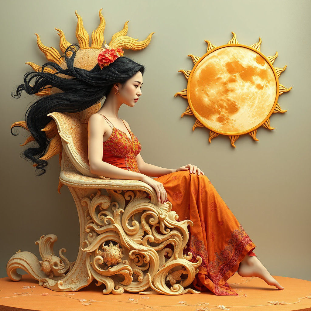 Surreal Sun and Moon Chair Fairytale Scene