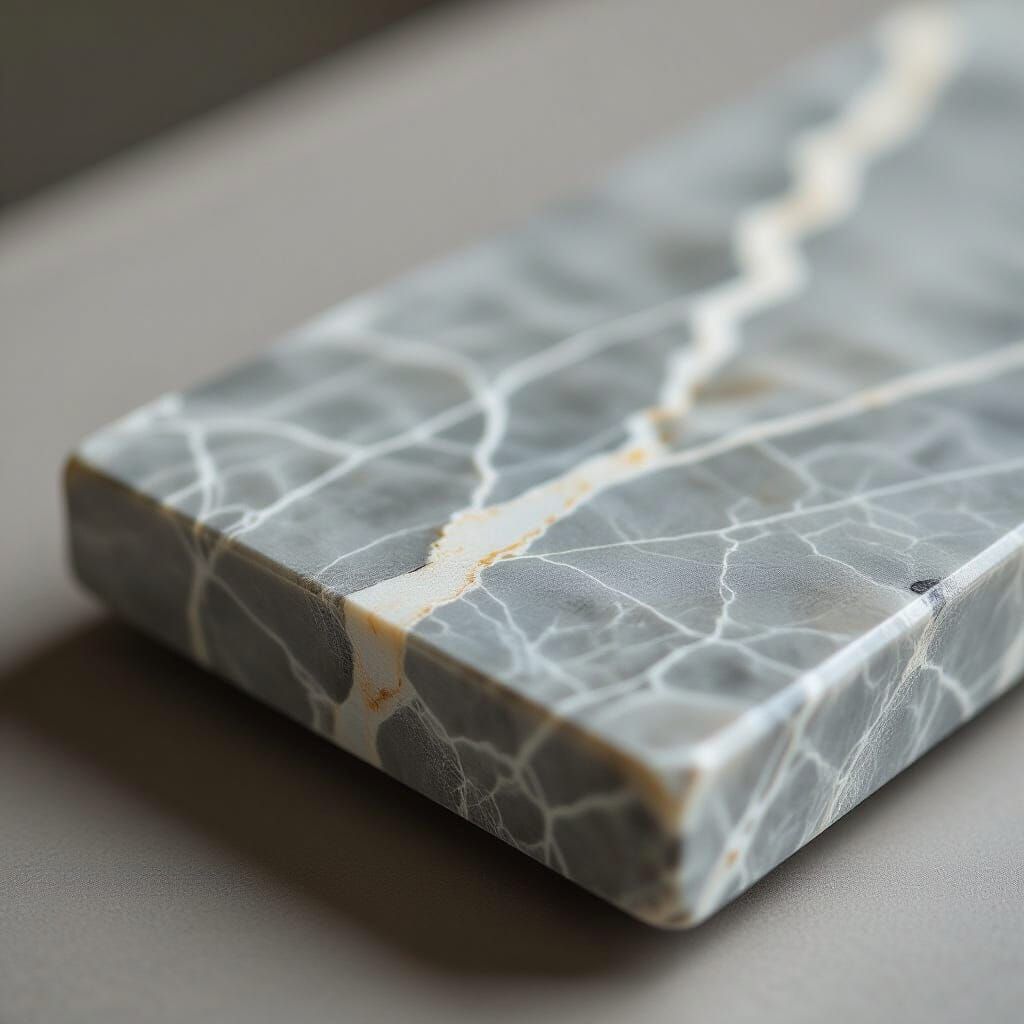 Close-up of Cervo Quartz Stone Surface with Grey Veins