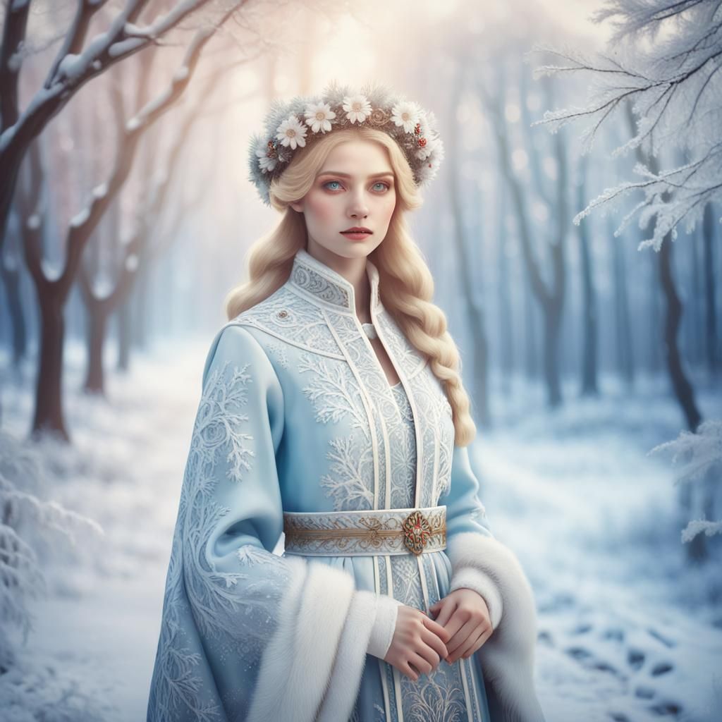 Russian Model in Winter Wonderland: Fantasy Concept Art