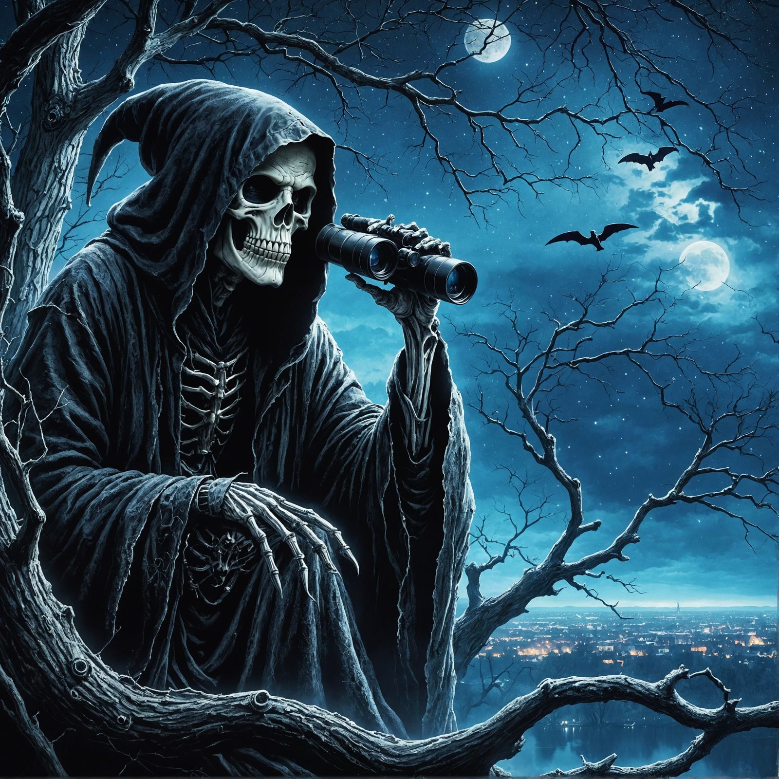 Grim Reaper Watches World From Tree