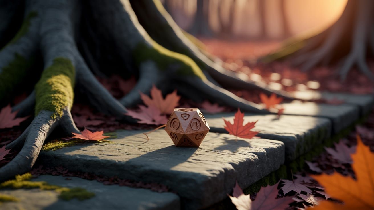 Enchanted Dice in Autumnal Forest Light