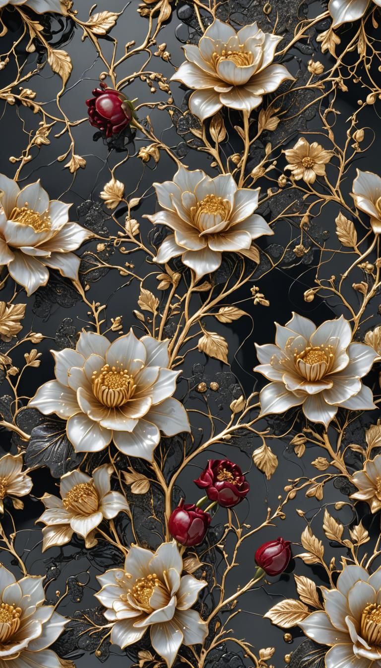 Gothic Gold Floral Pattern with Kintsugi Detail