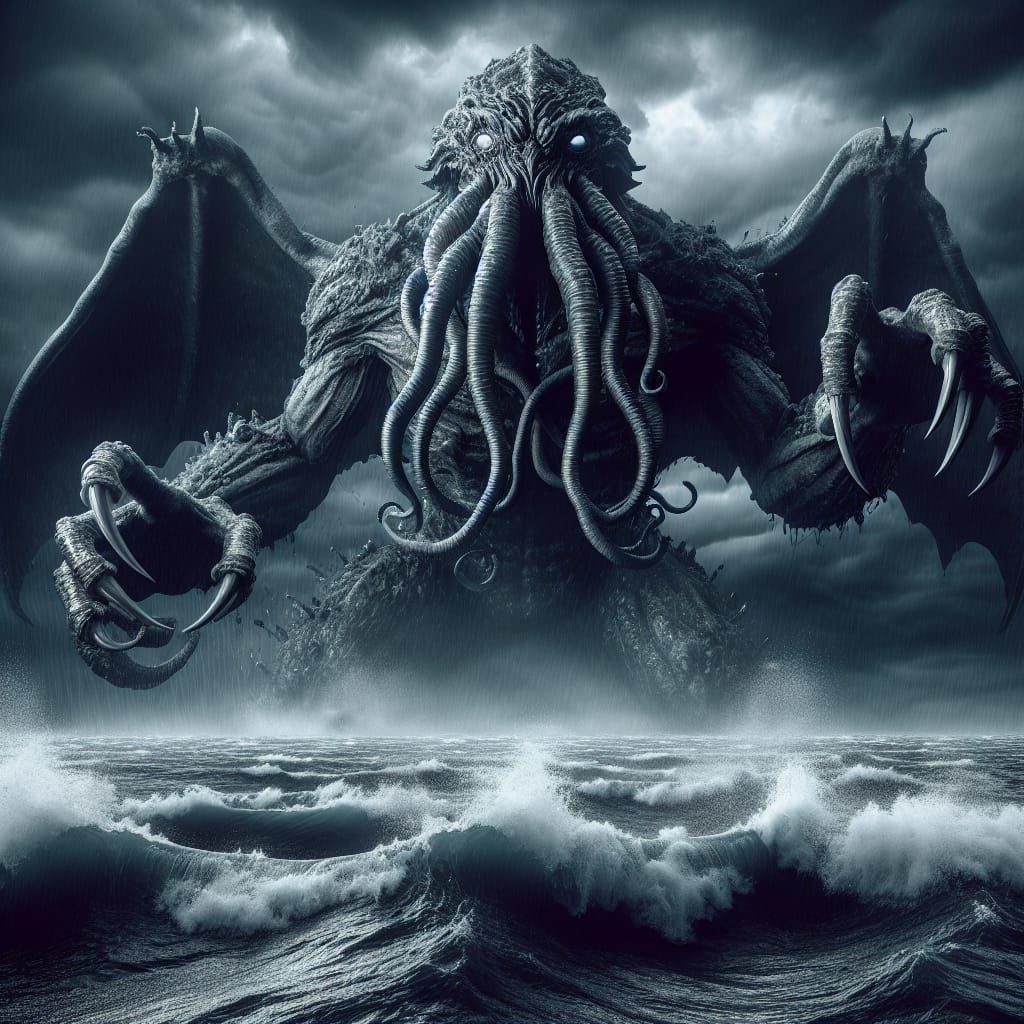 Cthulhu Emerges from the Stormy Depths