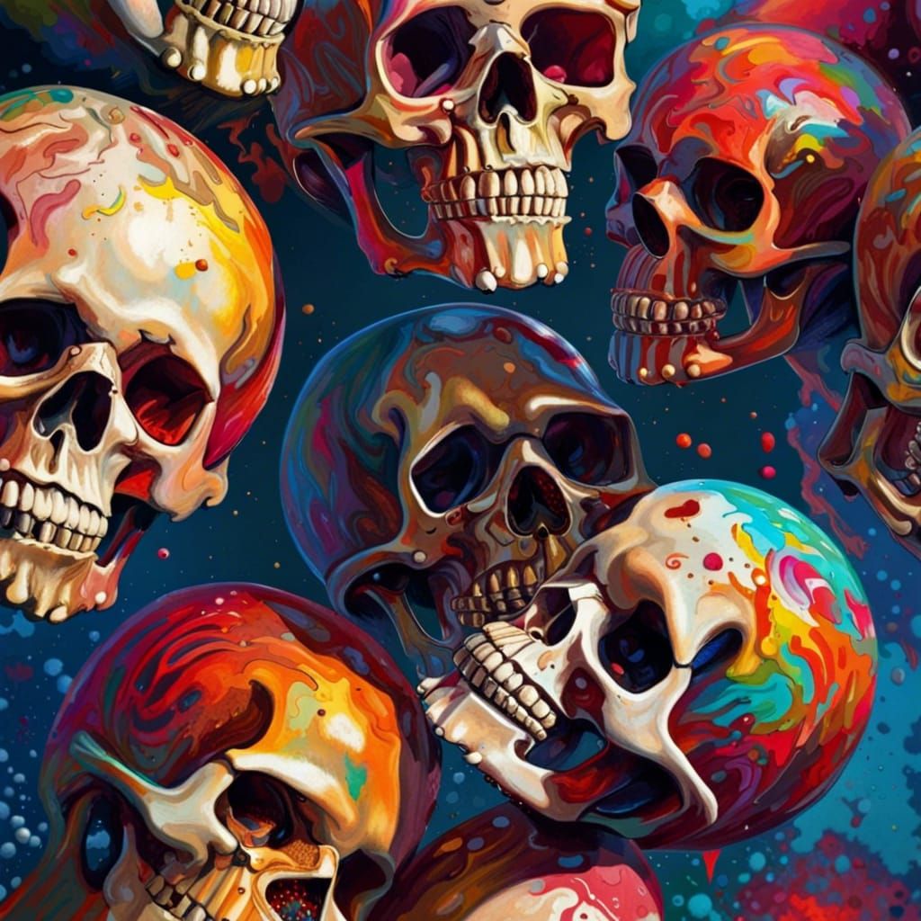 Hyperrealistic Skulls Splash Art Concept