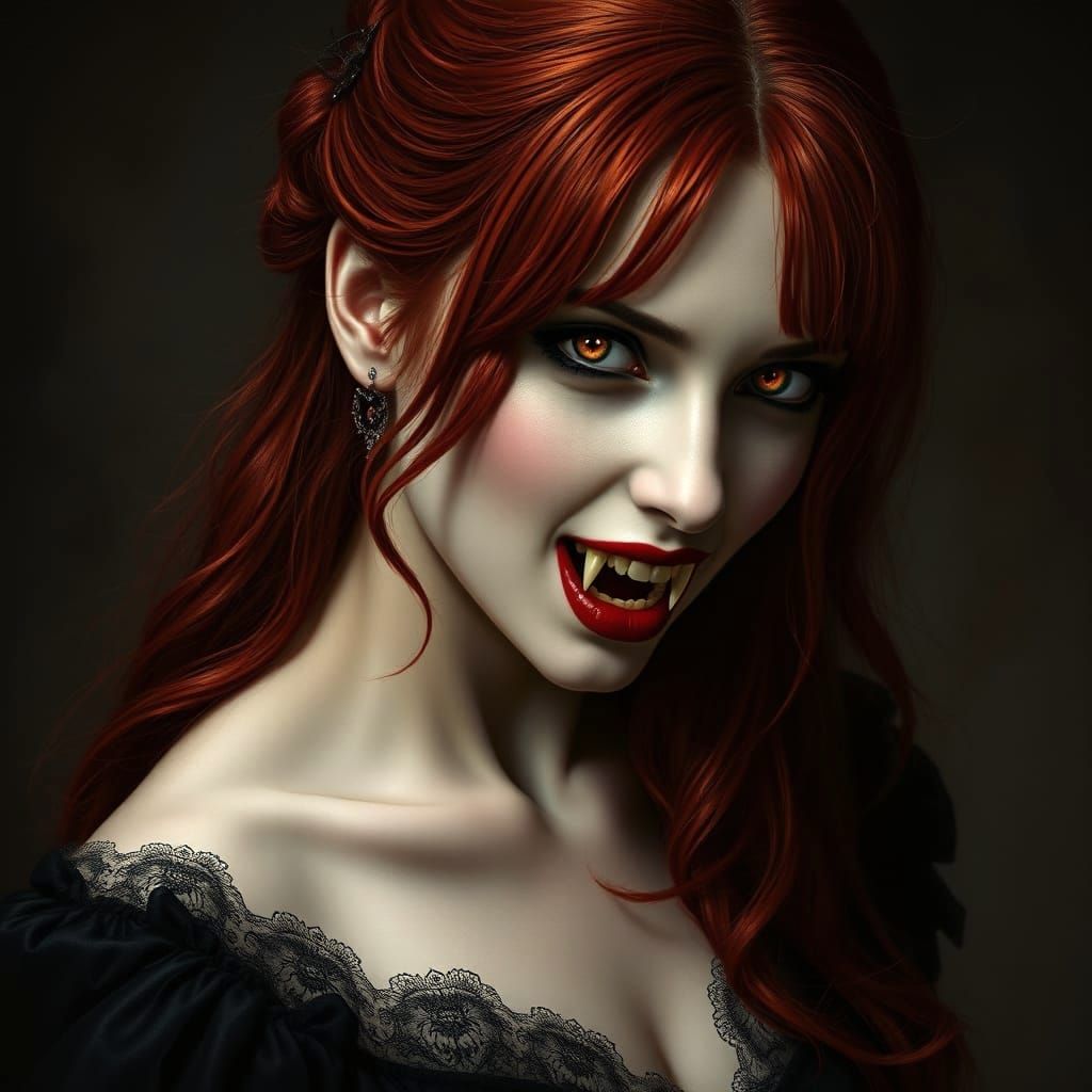 Gothic Vampiress Portrait in Neo-Victorian Style
