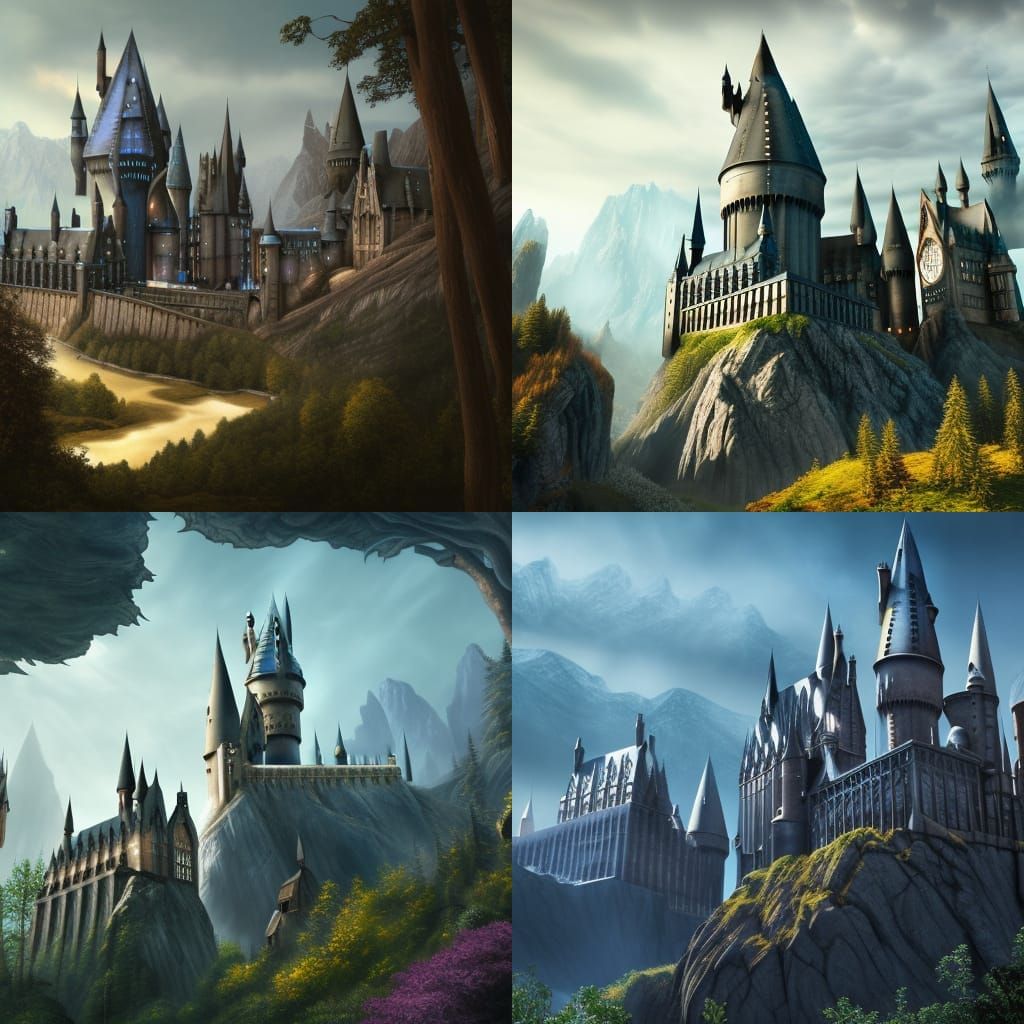Detailed Matte Painting of Hogwarts in Unreal Engine